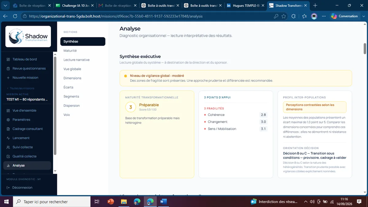 Interface du Module 1 — Analyse