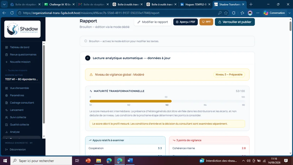 Interface du Module 1 — Rapport